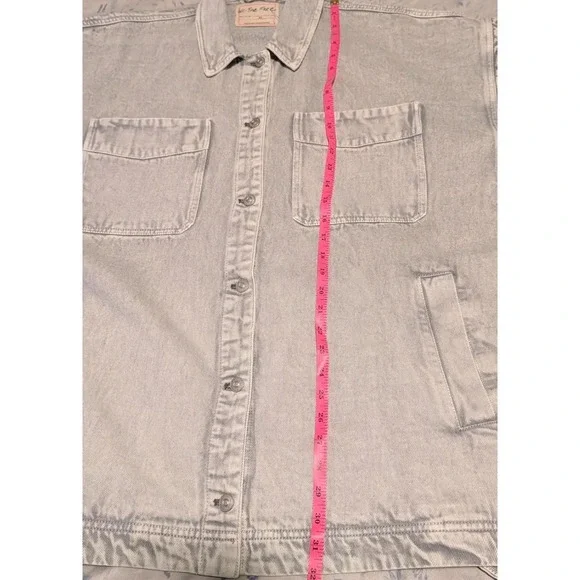 Free People Madison City Denim Jacket XL Frosted Earth Oversized Cotton Boho NWT - Picture 11 of 15